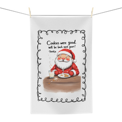 Santa’s Cookie Break Kitchen Towel – Funny Christmas Oven Decor