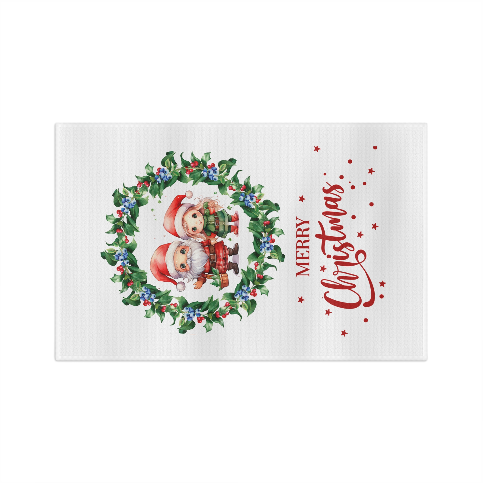 Santa & Sweetheart Christmas Towel – Festive Wreath Holiday Kitchen Decor