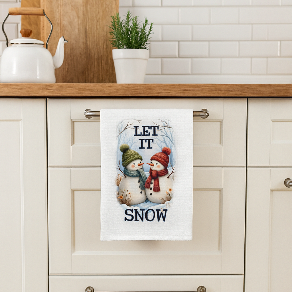 Let It Snow Snowman Kitchen Towel – Cute Winter Decor