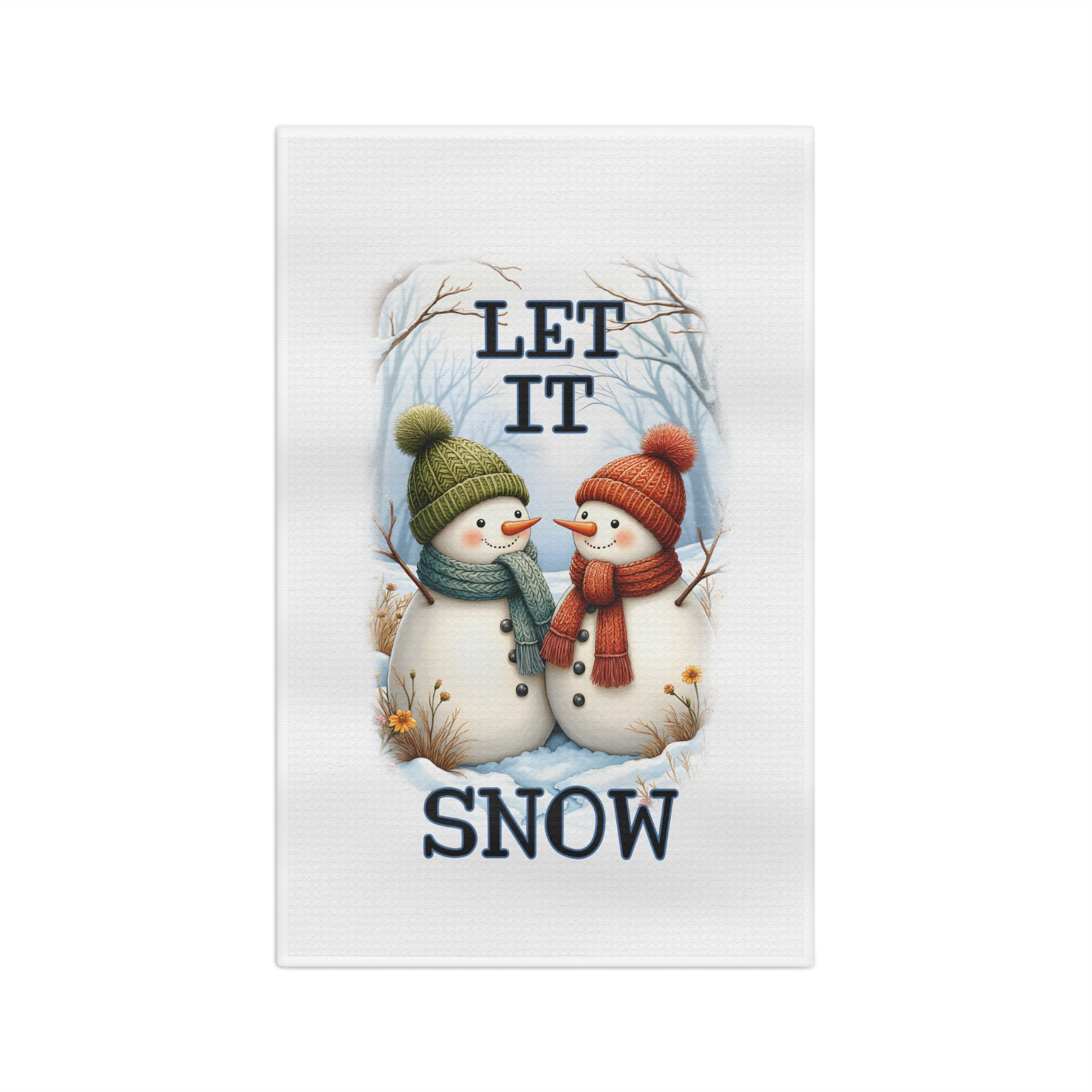 Let It Snow Snowman Kitchen Towel – Cute Winter Decor