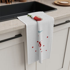 Skating Gnome Christmas Towel – Whimsical Holiday Kitchen Decor