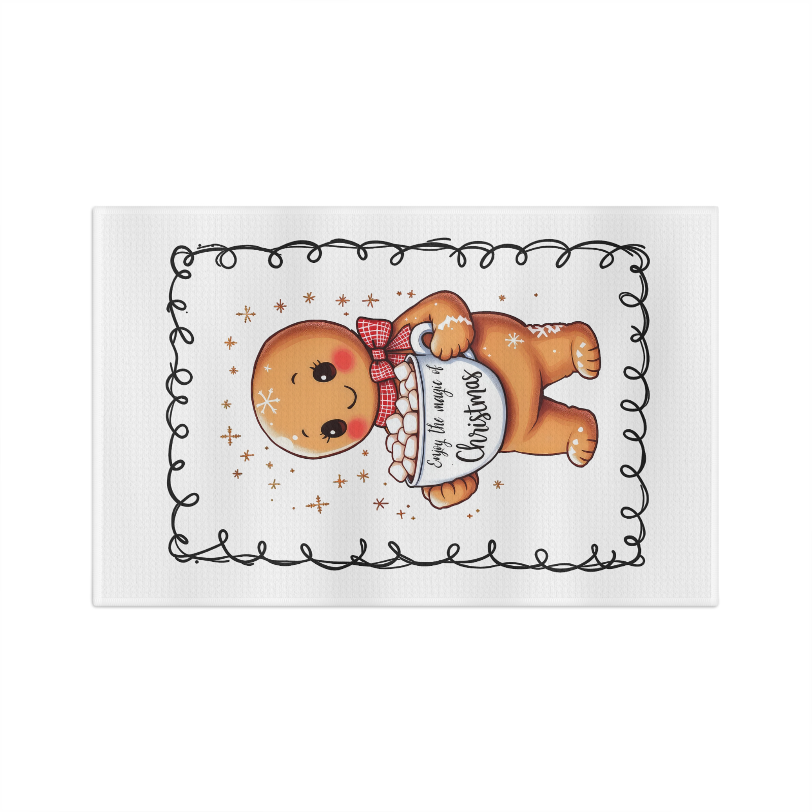 Gingerbread Cocoa Christmas Towel – Cute Holiday Kitchen Decor