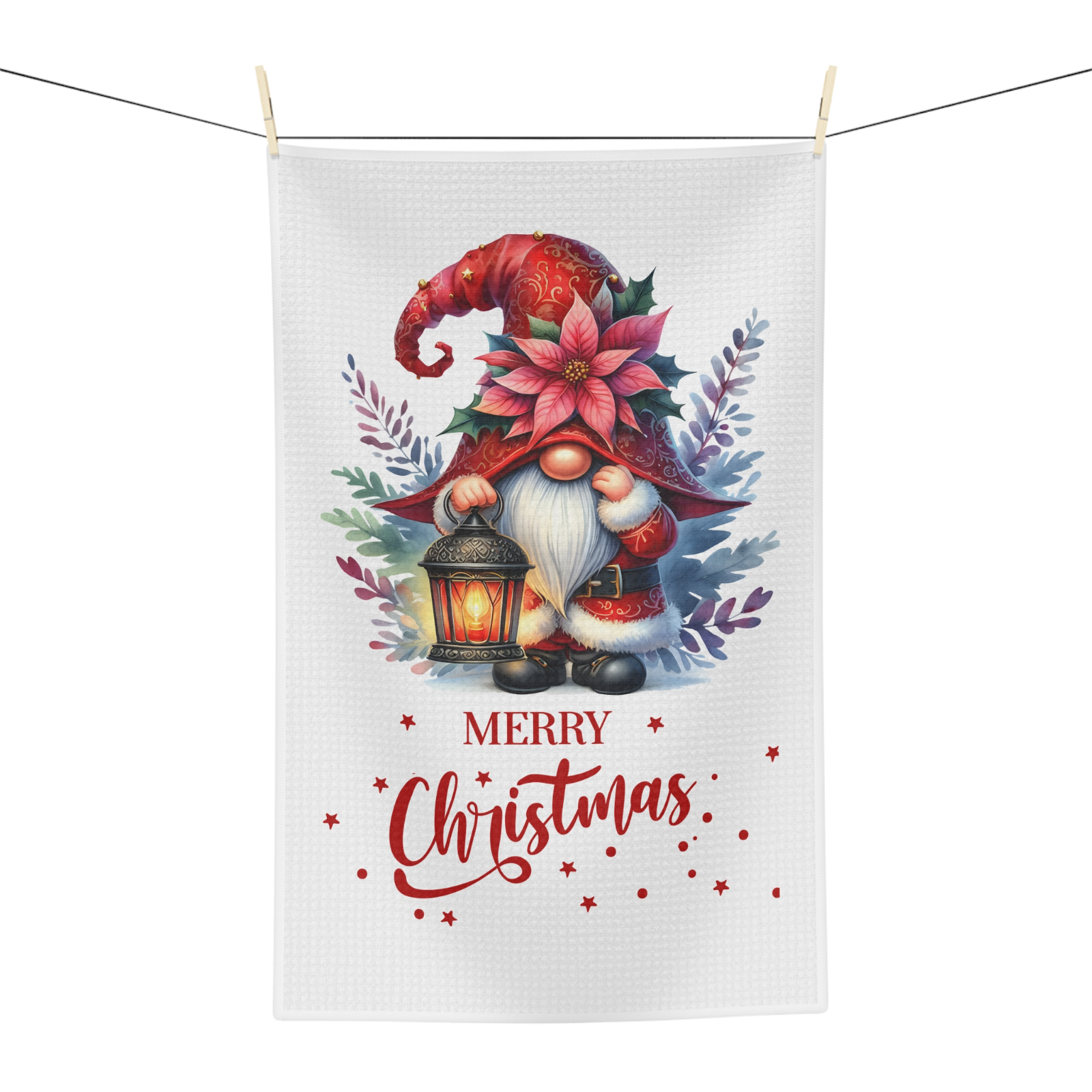 Classic Christmas Gnome Towel – Cozy Santa Gnome Holiday Kitchen Decor