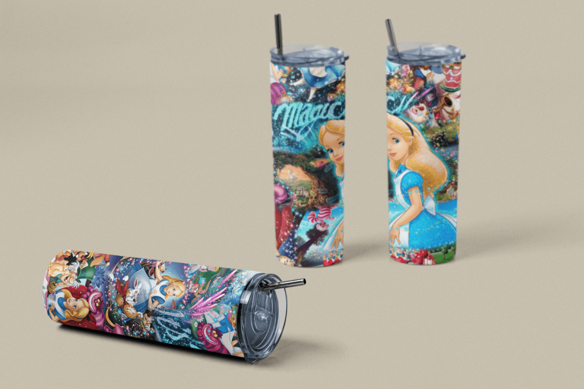 Alice in Wonderland Tumbler 20oz – Disney Magic Tea Party Cup w/ Straw & Lid - East Coast Gifts