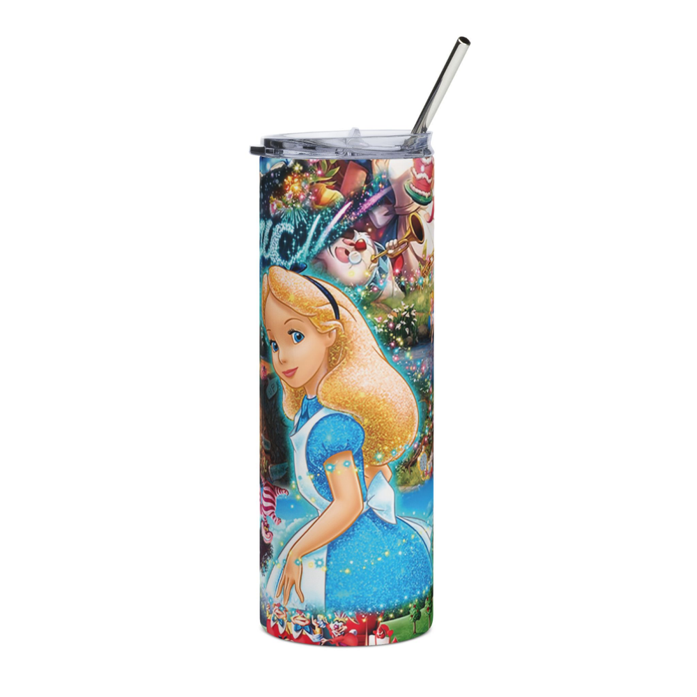 Alice in Wonderland Tumbler 20oz – Disney Magic Tea Party Cup w/ Straw & Lid - East Coast Gifts