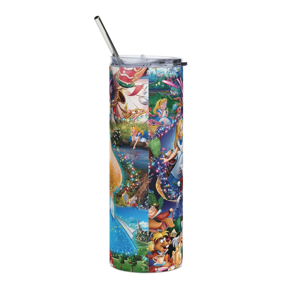 Alice in Wonderland Tumbler 20oz – Disney Magic Tea Party Cup w/ Straw & Lid - East Coast Gifts