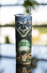 Creepy Clown Horror Tumbler - 20oz Stainless Steel Cup with Lid & Straw - East Coast Gifts