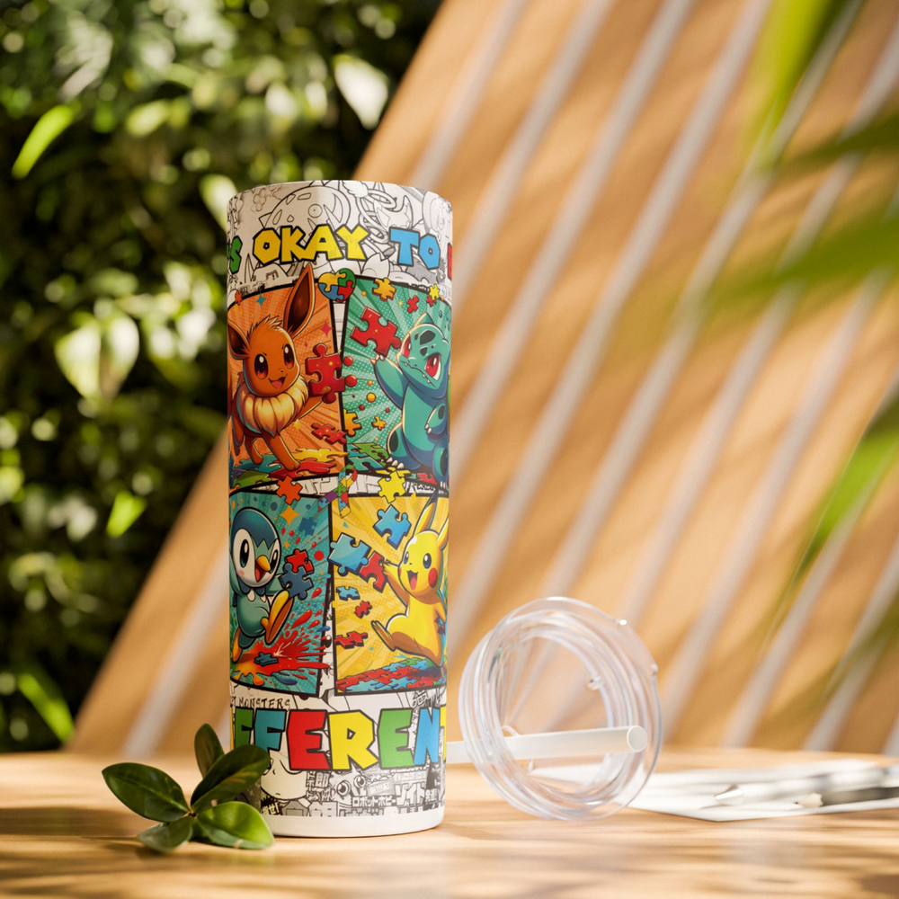 Custom 20oz Anime Tumbler – Pokémon Characters – Stainless Steel Cup w/ Straw - East Coast Gifts