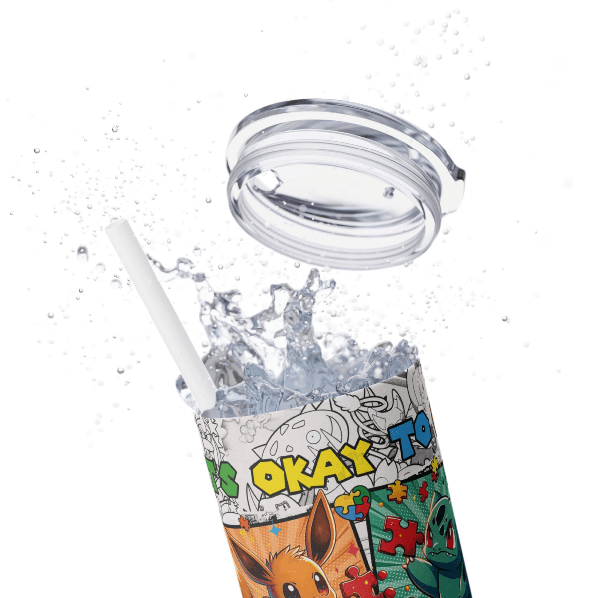 Custom 20oz Anime Tumbler – Pokémon Characters – Stainless Steel Cup w/ Straw - East Coast Gifts