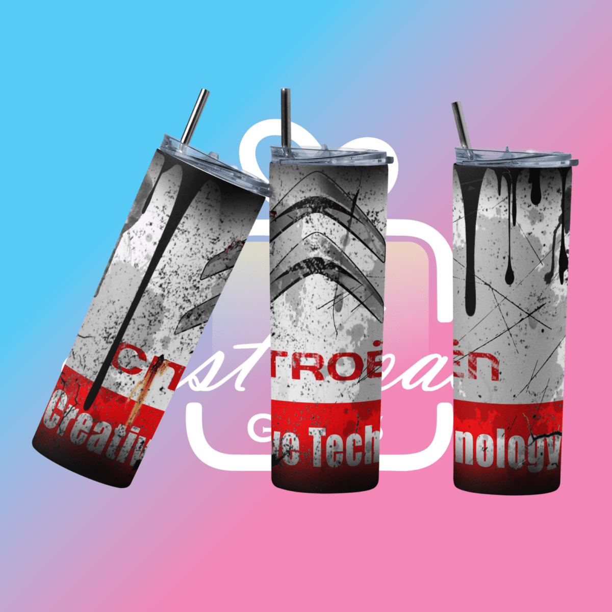 Custom Citroen 20oz Tumbler Travel Coffee Mug straw Truck Car Enthusiasts - East Coast Gifts