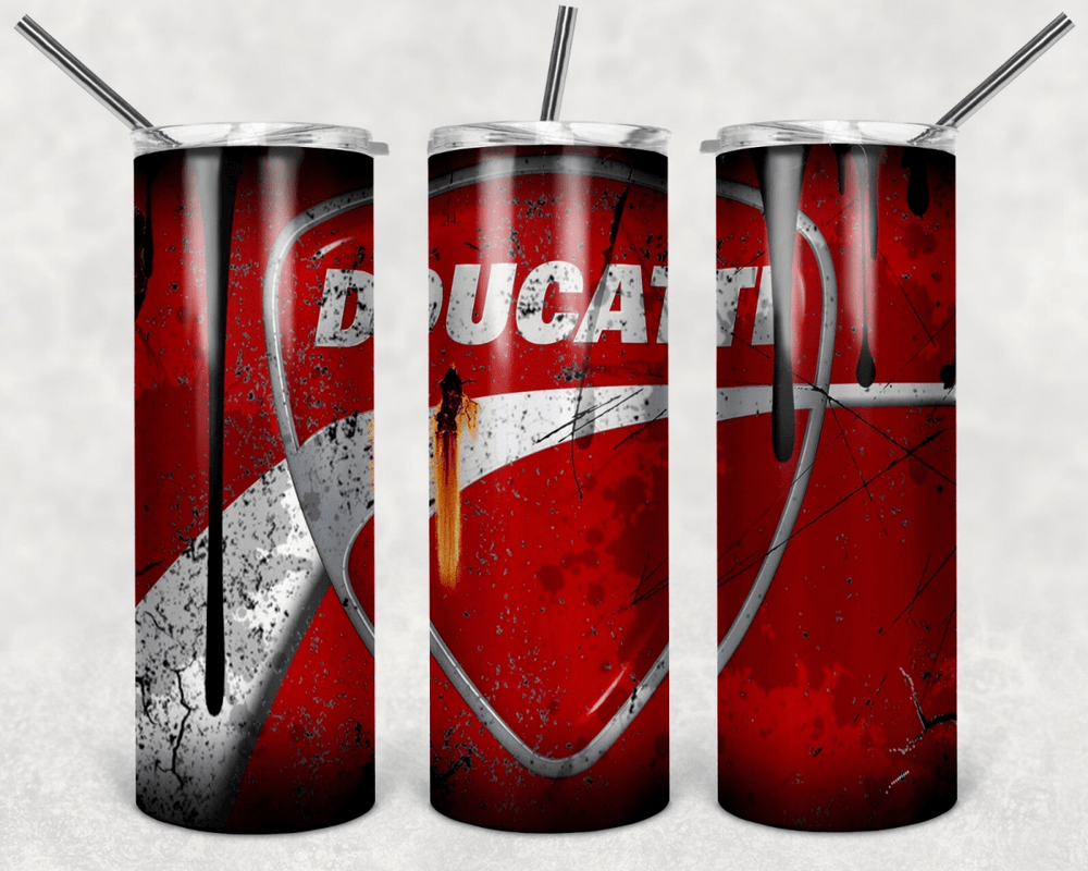 Custom Ducati 20oz Tumbler Travel Coffee Mug straw Truck Car Enthusiasts - East Coast Gifts