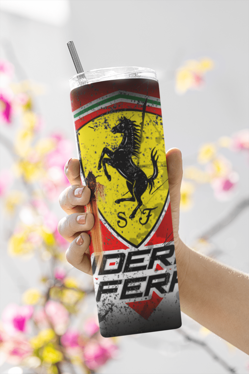 Custom Ferrari Racing 20oz Tumbler Travel Coffee Mug straw Truck Car Enthusiasts - East Coast Gifts