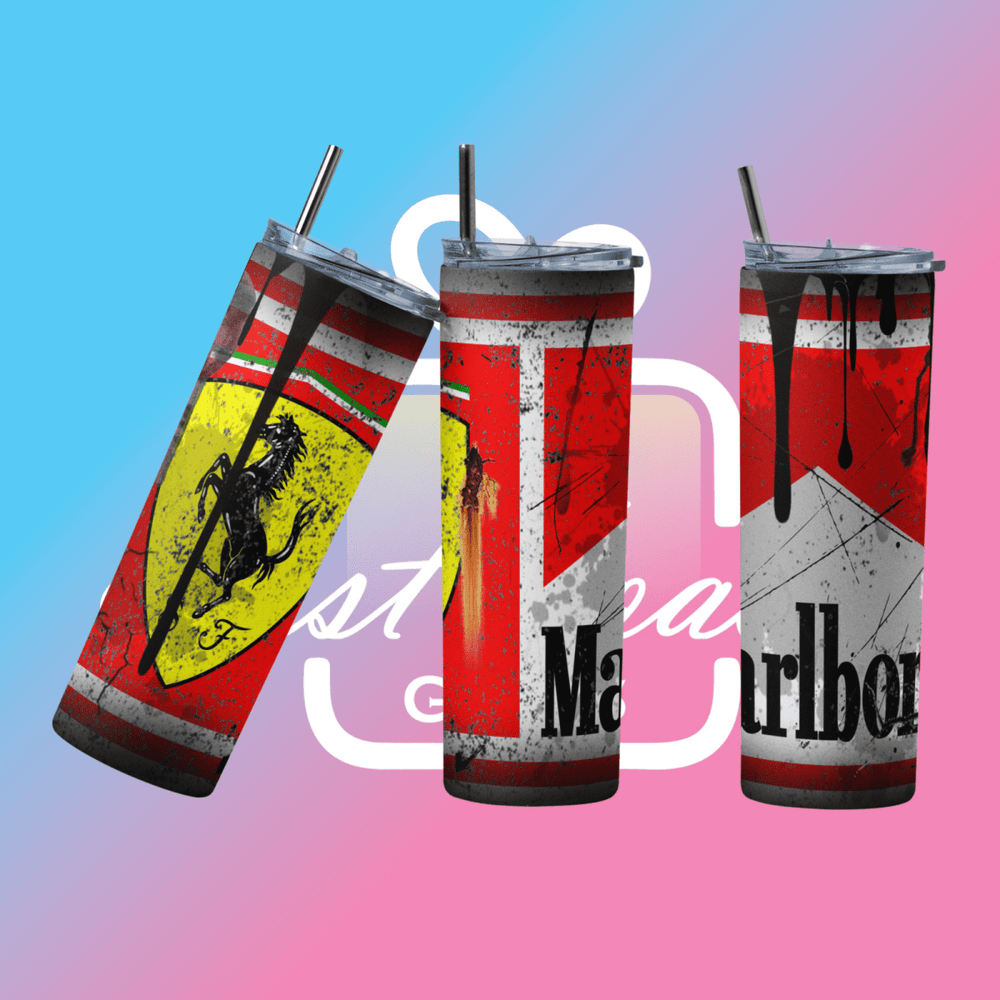 Custom Ferrari Racing 20oz Tumbler Travel Coffee Mug straw Truck Car Enthusiasts - East Coast Gifts