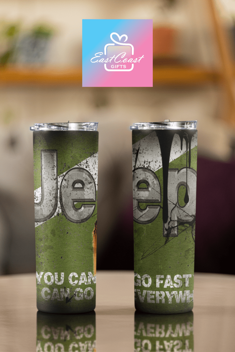 Custom Jeep 20oz Tumbler Travel Coffee Mug straw Truck Car Enthusiasts - East Coast Gifts