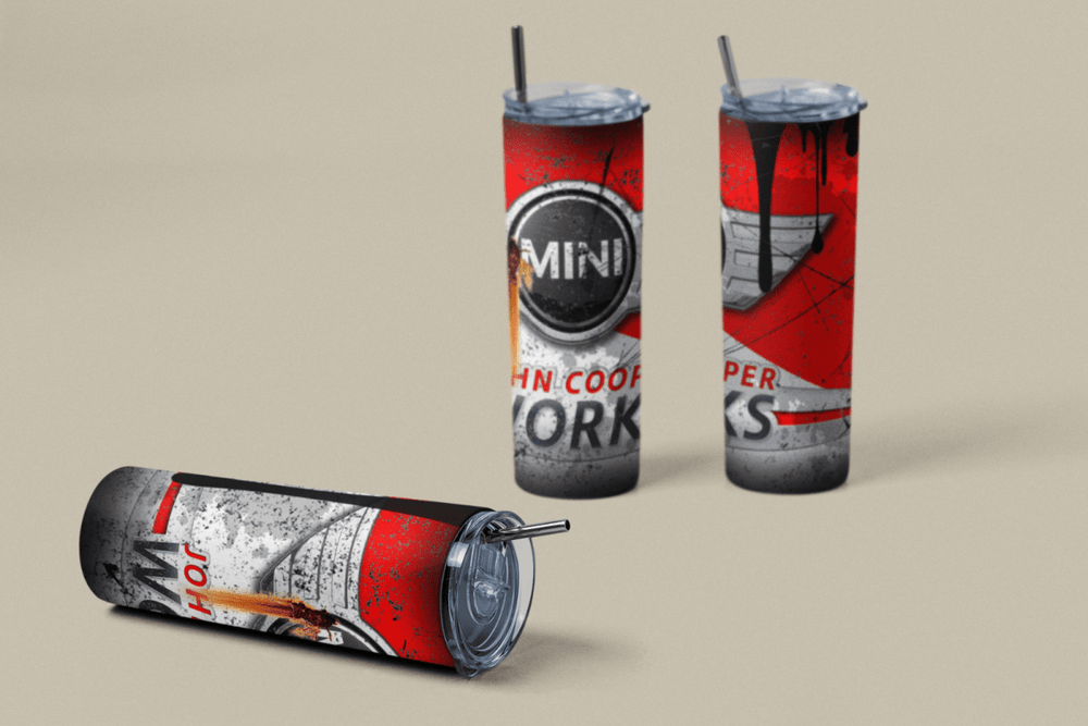 Custom Mini Cooper 20oz Tumbler Travel Coffee Mug straw Truck Car Enthusiasts - East Coast Gifts