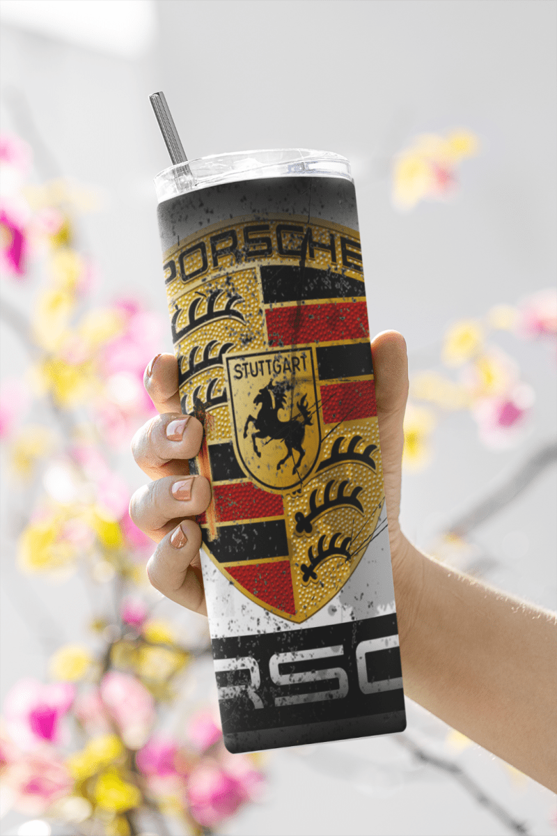 Custom Porsche 20oz Tumbler Travel Coffee Mug straw Truck Car Enthusiasts - East Coast Gifts