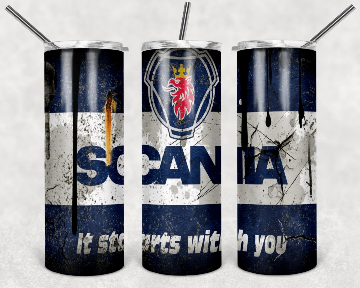 Custom Scania 20oz Tumbler Travel Coffee Mug with straw Truck Car Enthusiasts - East Coast Gifts