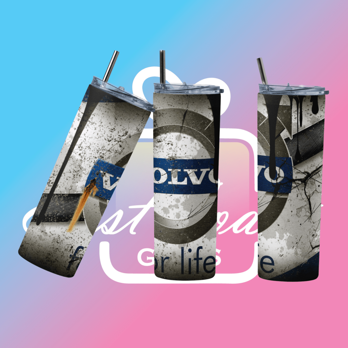 Custom Volvo 20oz Tumbler Travel Coffee Mug with straw Truck Car Enthusiasts - East Coast Gifts