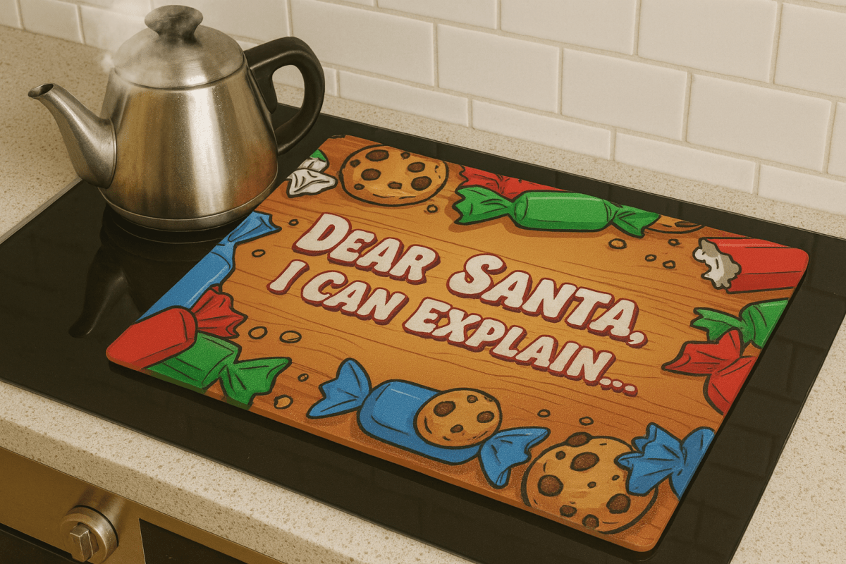 Dear Santa I Can Explain – Funny Christmas Glass Worktop Saver - East Coast Gifts