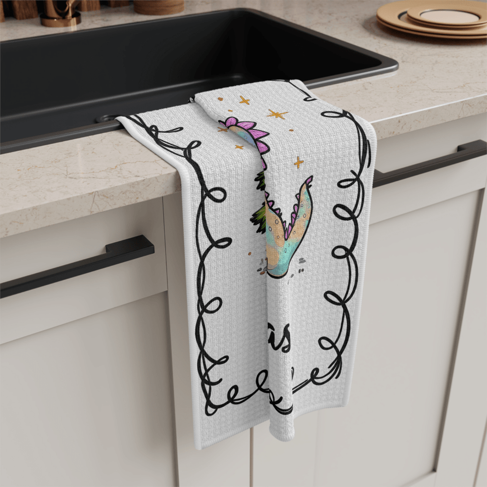 Dinosaur Christmas Towel – “Enjoy the Magic of Christmas” Holiday Kitchen Decor - East Coast Gifts