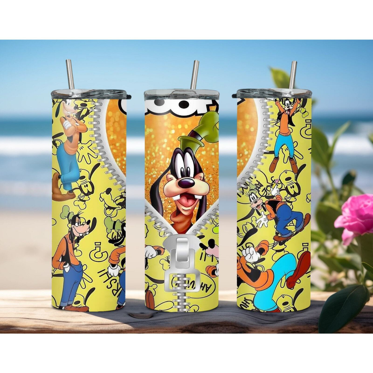 Disney Goofy 20oz Tumbler Skinny Travel Coffee Mug with Straw - East Coast Gifts