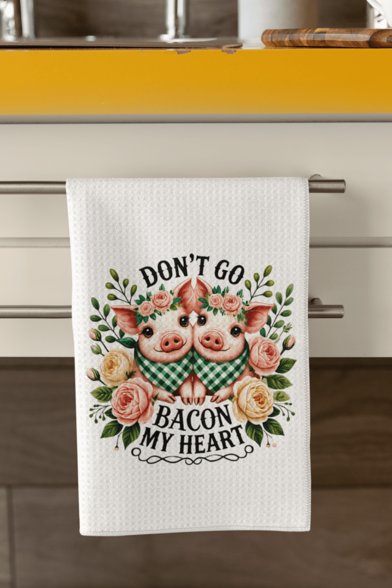 Don’t Go Bacon My Heart Pig Towel Set – Cute Farmhouse Kitchen Decor (2 Designs) - East Coast Gifts