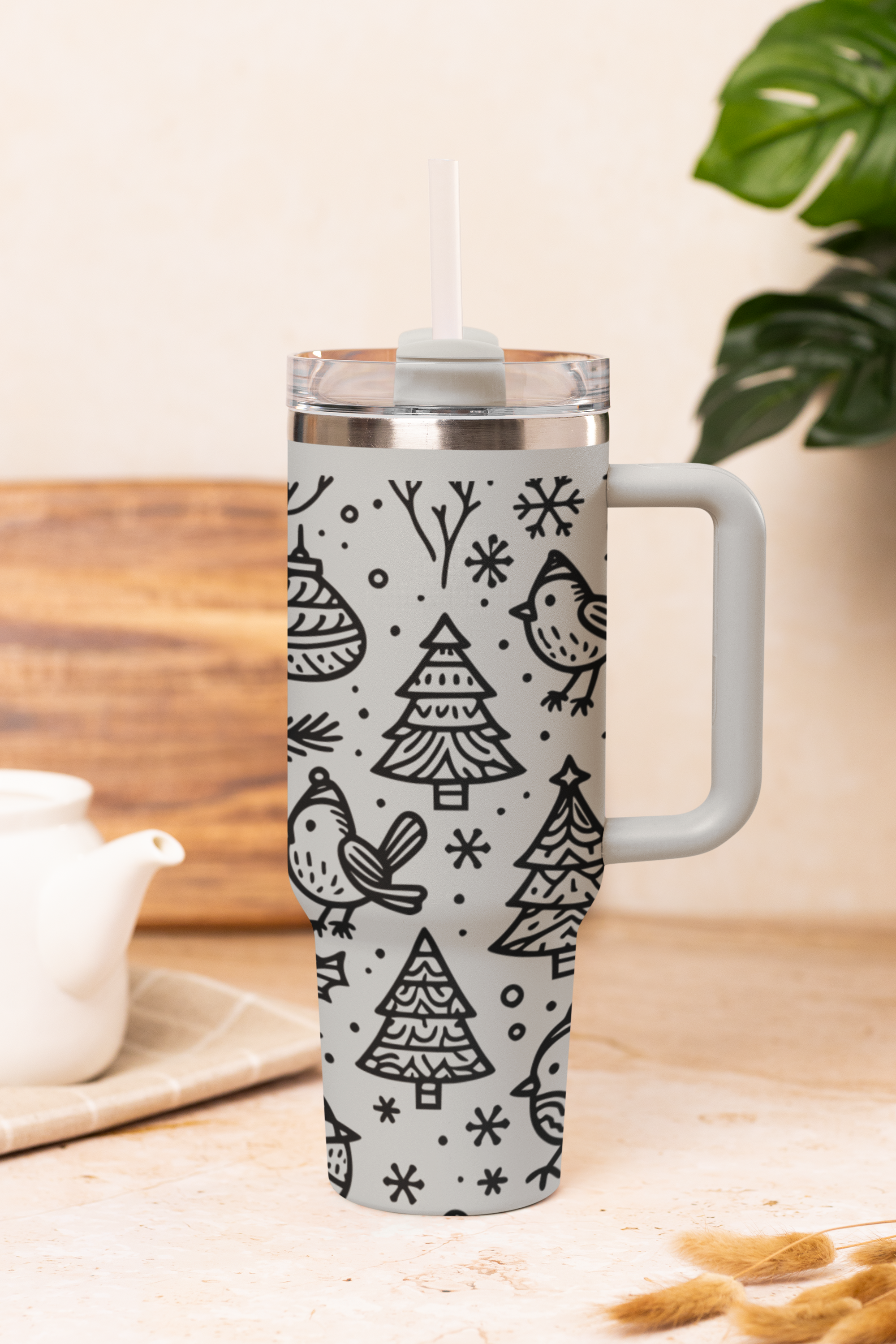Robin & Tree 40oz Stanley Style Christmas Tumbler