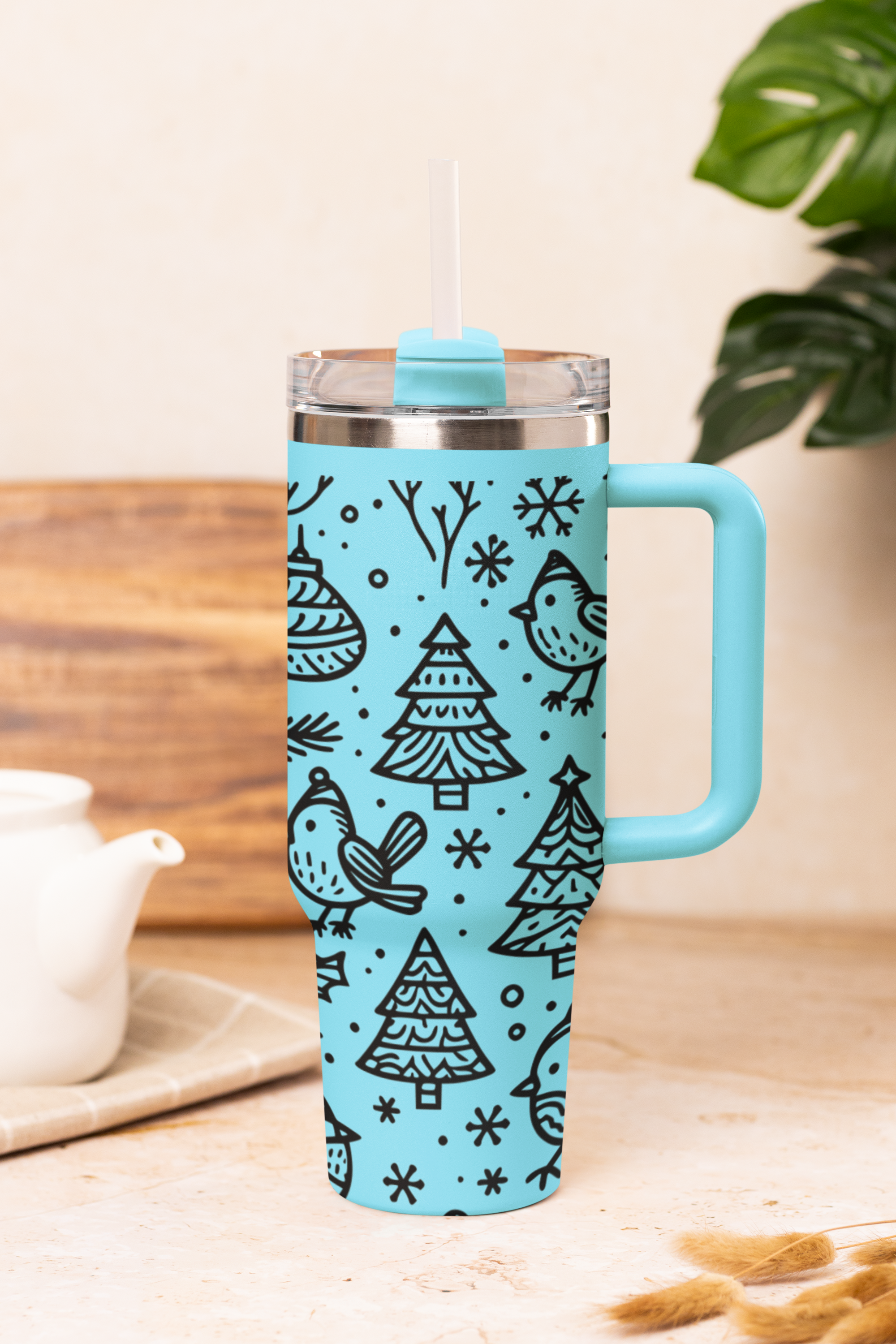 Robin & Tree 40oz Stanley Style Christmas Tumbler