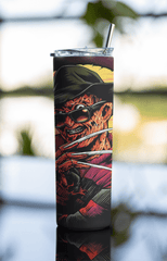 Freddy Krueger Horror Tumbler – 20oz Insulated Nightmare Cup with Lid & Straw - East Coast Gifts