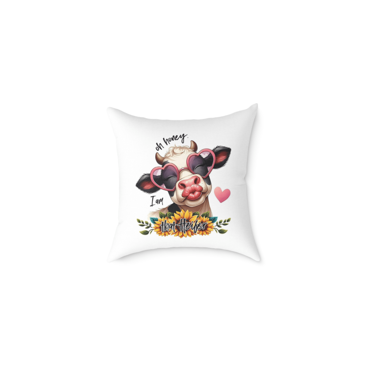 Funny Cow Throw Pillow – “Oh Honey, I Am That Heifer” Quote Cushion - East Coast Gifts