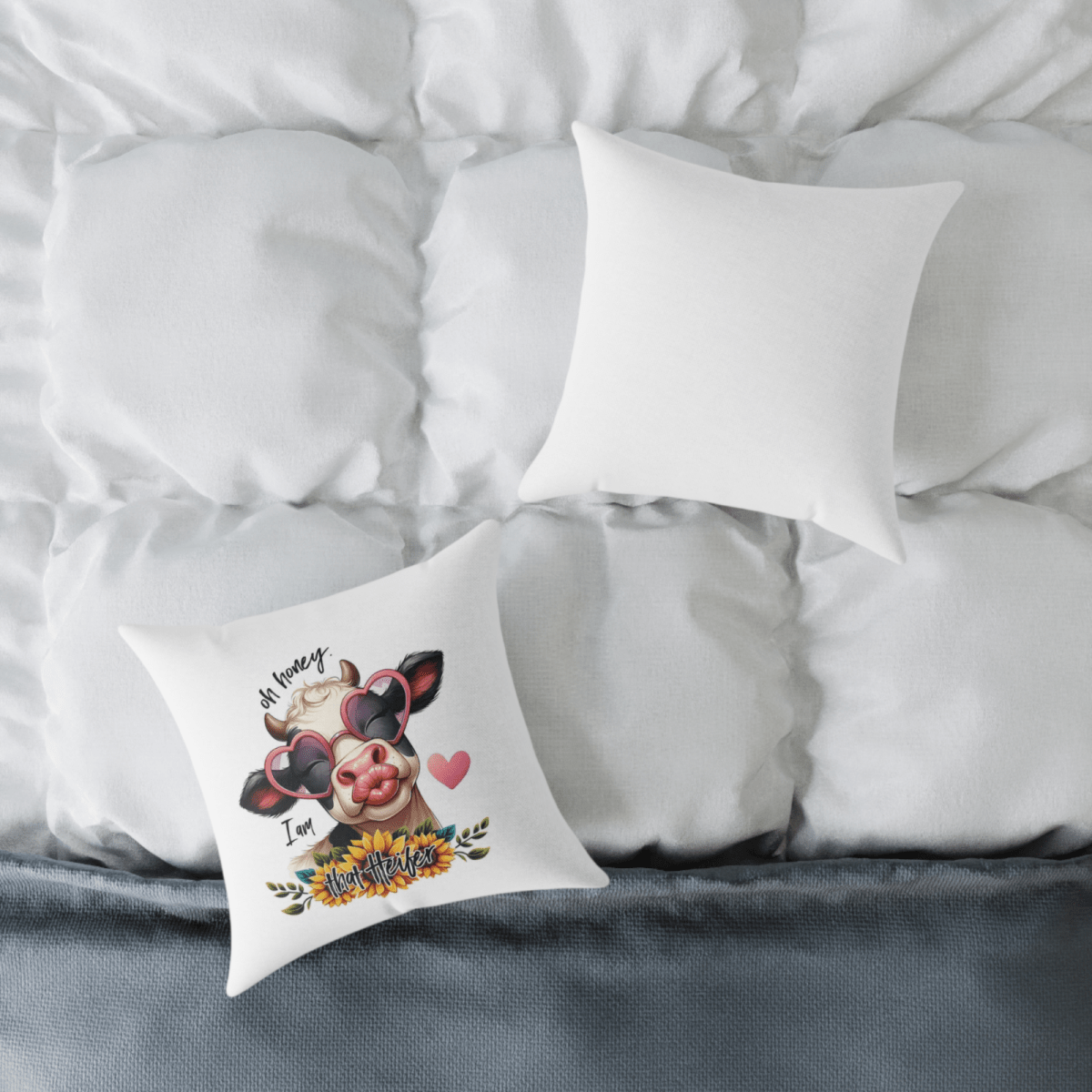 Funny Cow Throw Pillow – “Oh Honey, I Am That Heifer” Quote Cushion - East Coast Gifts