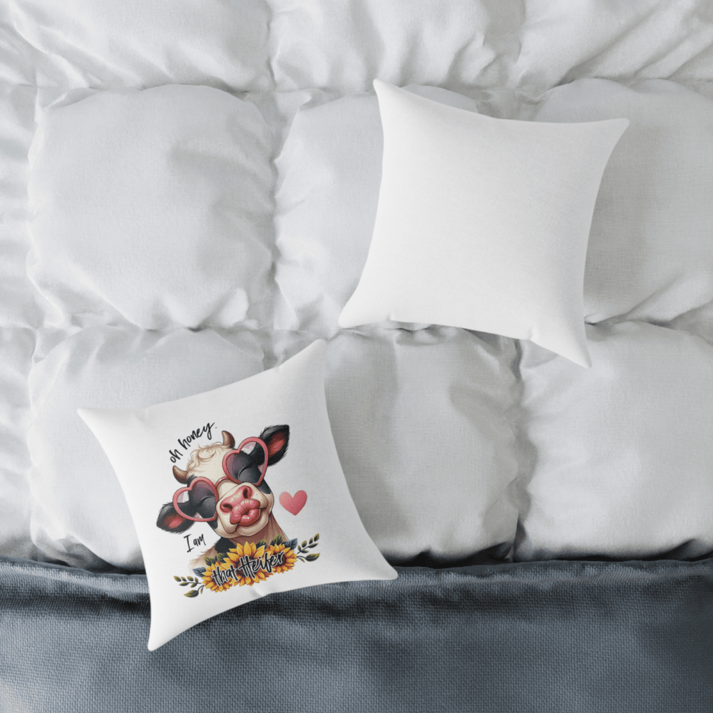 Funny Cow Throw Pillow – “Oh Honey, I Am That Heifer” Quote Cushion - East Coast Gifts