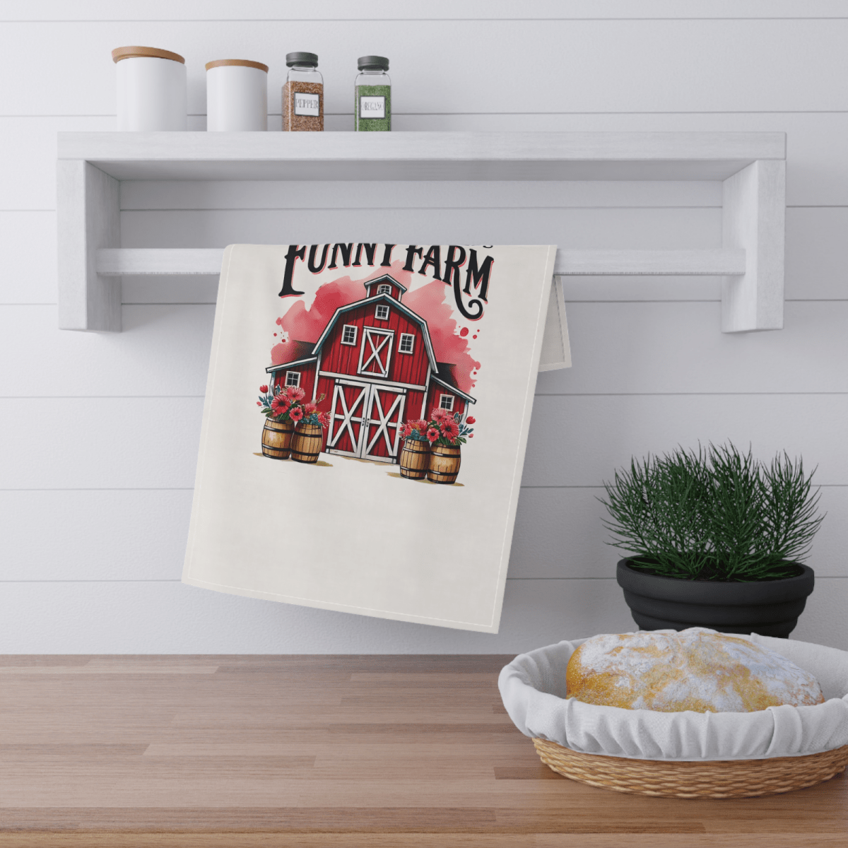 Funny Farm Tea Towel – Red Barn Kitchen Decor Gift, Welcome to the Farm UK - East Coast Gifts