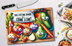 Funny Glass Chopping Board – “Kitchen Crime Scene” Design - East Coast Gifts