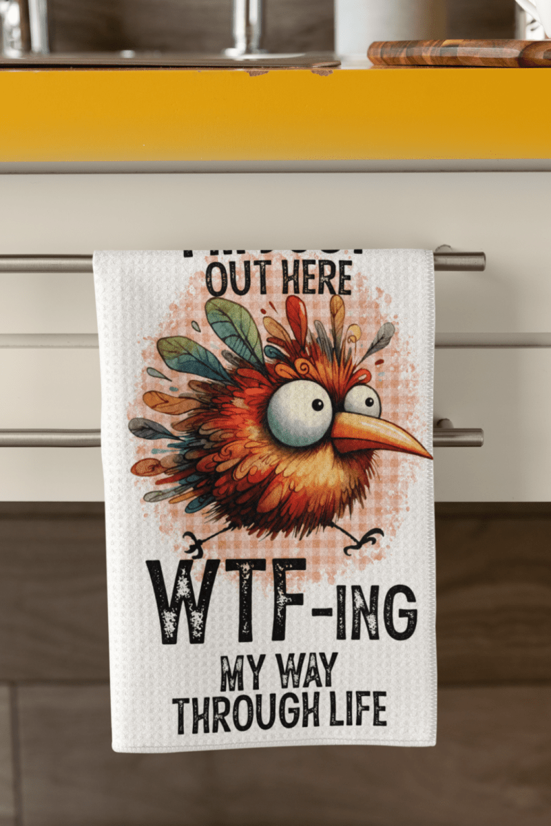 Funny WTF Tea Towel – Blue Bird Kitchen Towel – Microfibre Gift - East Coast Gifts