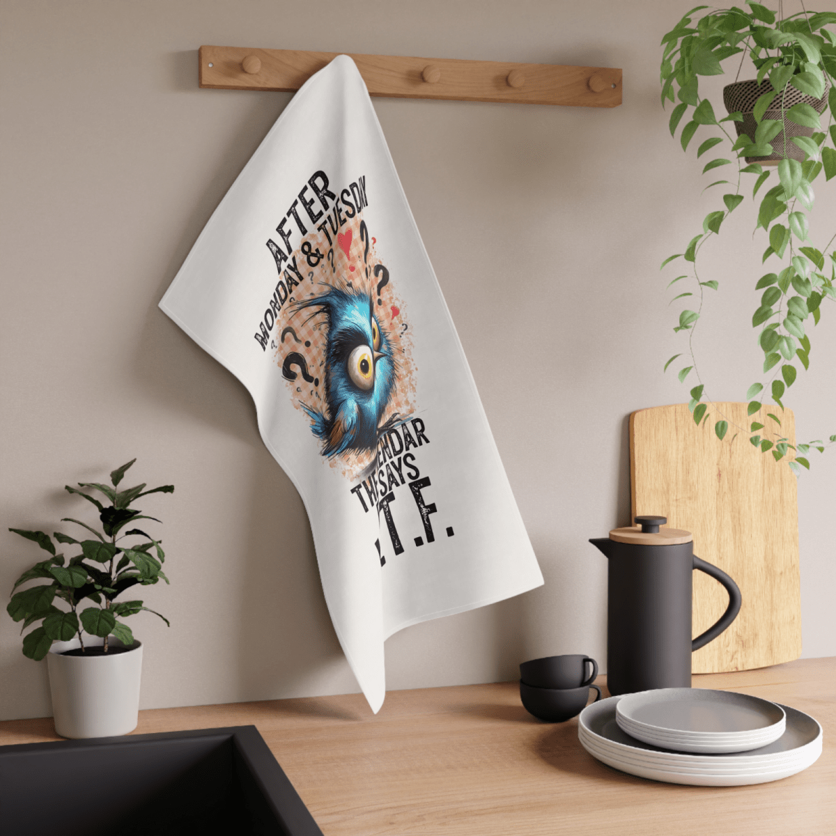 Funny WTF Tea Towel – Blue Bird Kitchen Towel – Microfibre Gift - East Coast Gifts