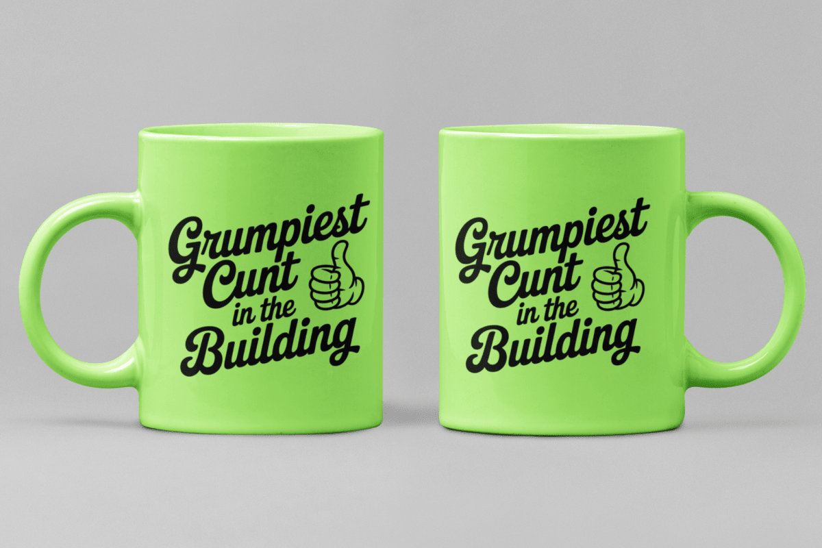 Grumpiest C*nt in the Building Mug – Neon Edition - East Coast Gifts