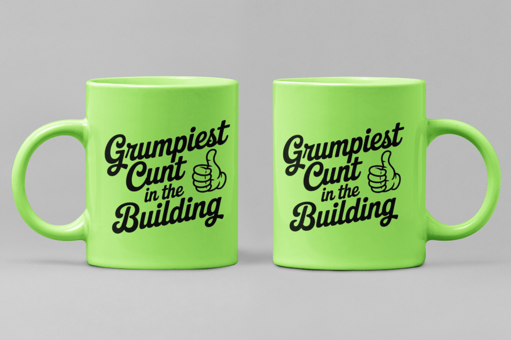 Grumpiest C*nt in the Building Mug – Neon Edition - East Coast Gifts