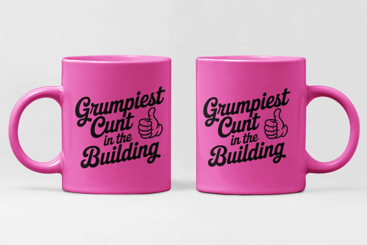 Grumpiest C*nt in the Building Mug – Neon Edition - East Coast Gifts
