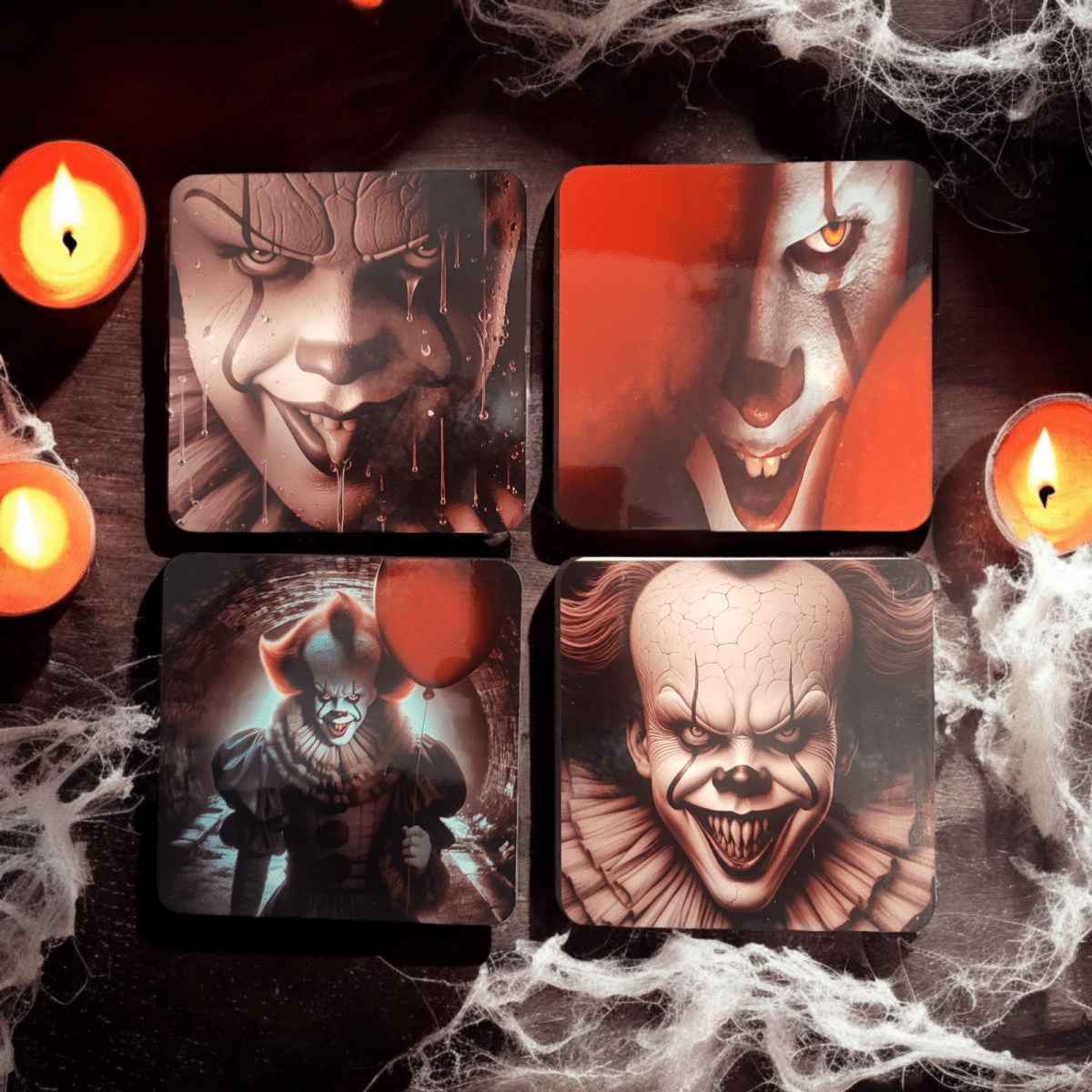 Halloween Clown Pennywise set of 4 Coasters Horror movie - East Coast Gifts