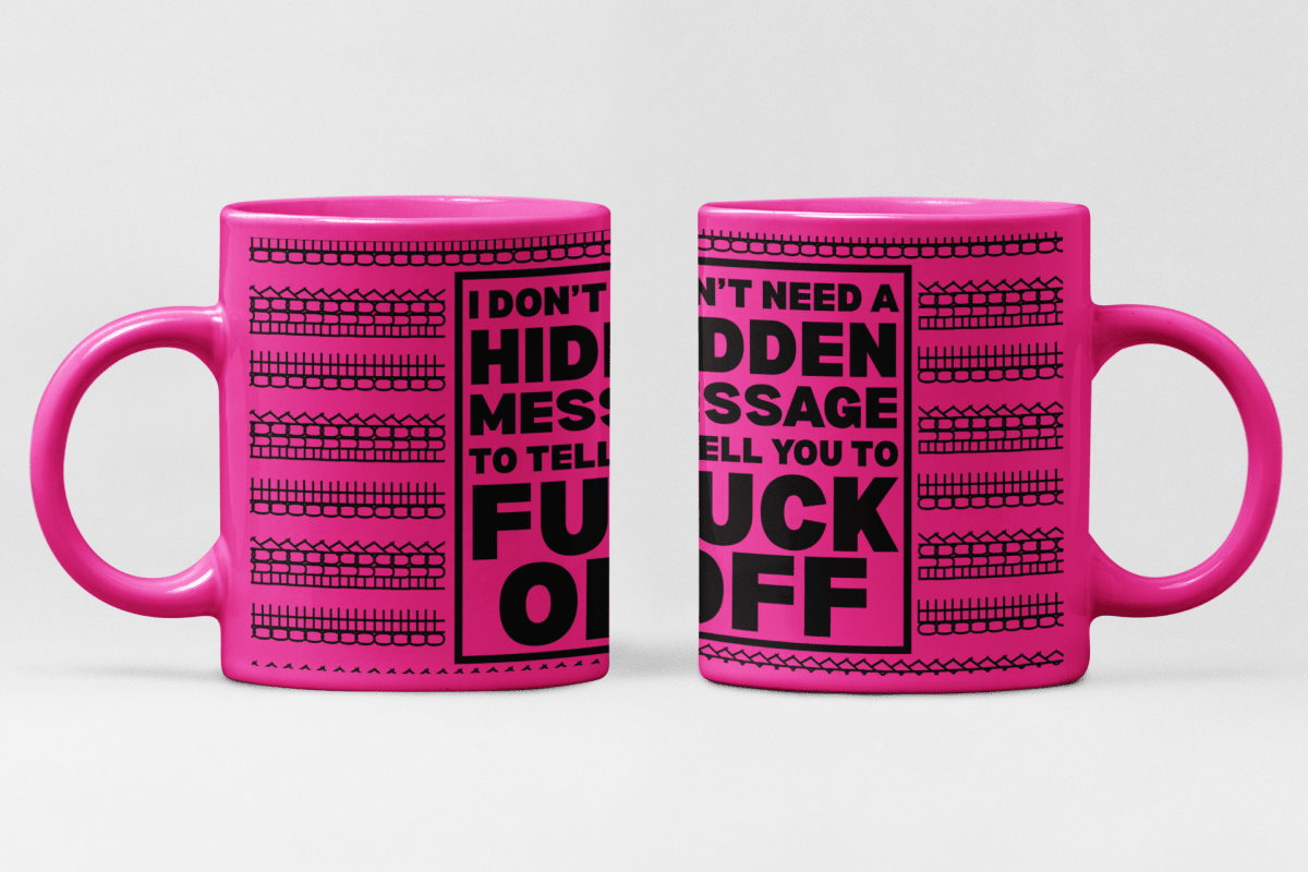 Hidden Message Mug – Funny Neon Coffee Cup with Explicit Text – 11oz - East Coast Gifts