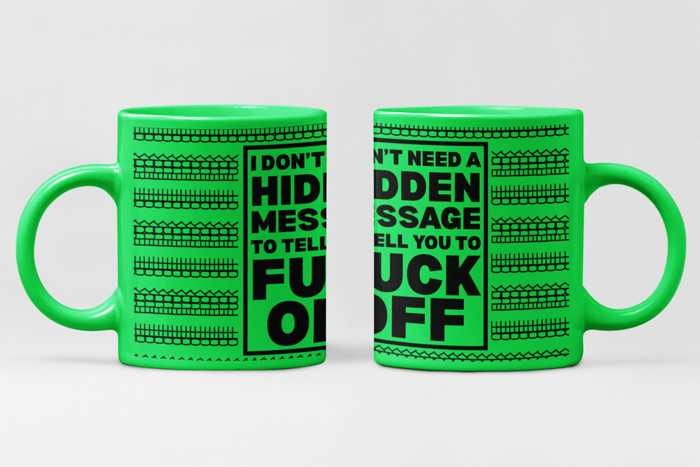 Hidden Message Mug – Funny Neon Coffee Cup with Explicit Text – 11oz - East Coast Gifts