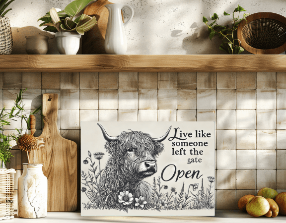 Highland Cow Glass Chopping Board – 6 Farmhouse Kitchen Designs - East Coast Gifts