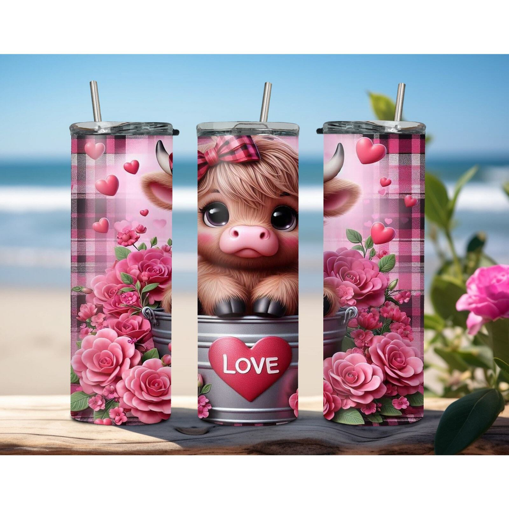 Highland Cow Love 20oz Stainless Steel Insulated Hot Cold Tumbler with Straw - East Coast Gifts