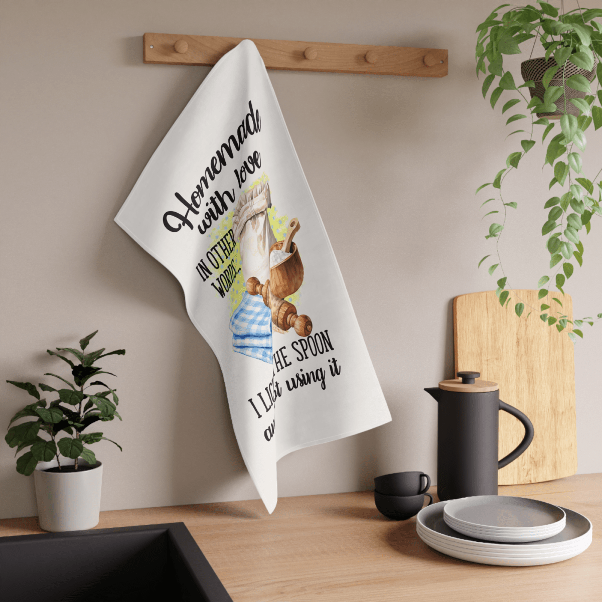 I Licked the Spoon Tea Towel – Funny Baking Gift – Farmhouse Kitchen Set - East Coast Gifts