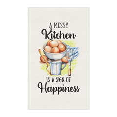 Kitchen Tea Towel A Messy Kitchen Is a Sign of Happiness Funny Baking Dish Towel - East Coast Gifts