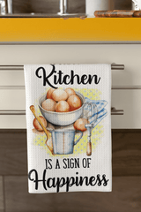 Kitchen Tea Towel A Messy Kitchen Is a Sign of Happiness Funny Baking Dish Towel - East Coast Gifts