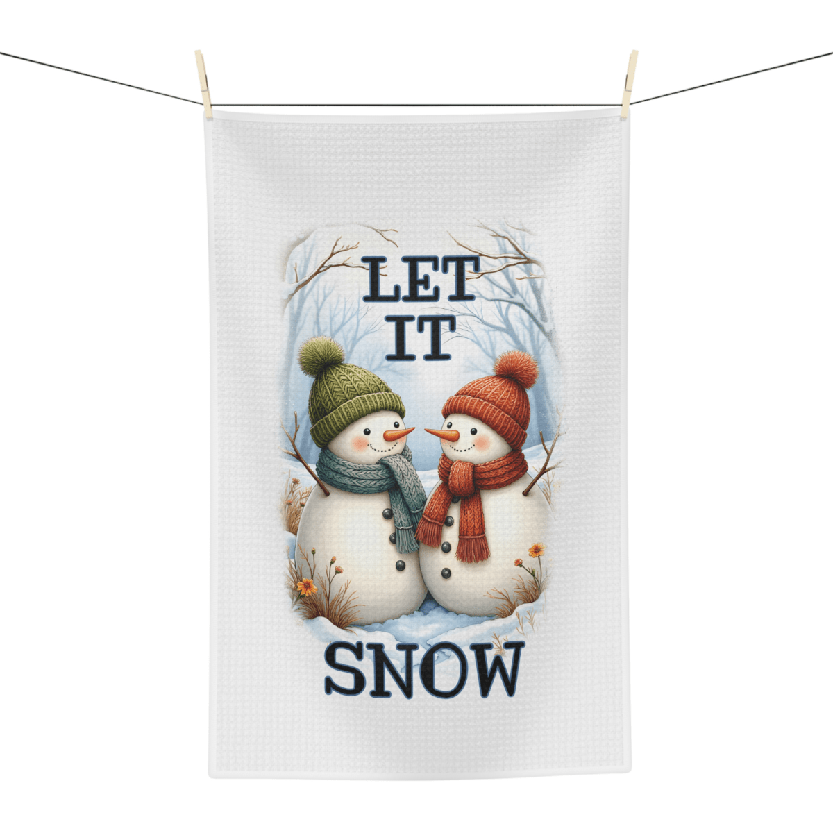 Let It Snow Snowman Kitchen Towel – Cute Winter Decor - East Coast Gifts
