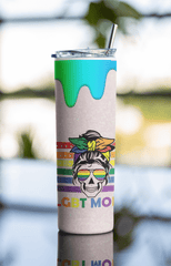 LGBT Mom Pride Tumbler – 20oz Rainbow Skull Design Cup w/ Lid & Straw - East Coast Gifts