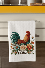 Life Is Better on the Farm Towel Set – 5 Farmhouse Designs with Roosters & Barns - East Coast Gifts